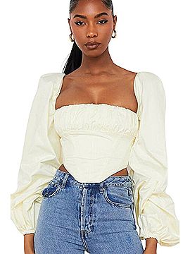 House of CB Miriam Lemon Balloon Sleeve
Corset Top - Short Sleeve Blouse (view 1)