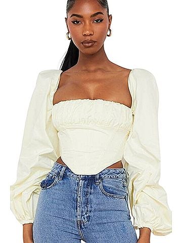 House of CB Miriam Lemon Balloon Sleeve
Corset Top - Short Sleeve Blouse (view 1)