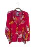 Johnny Was 100% Silk Floral Pink Red Blouse Size XL - photo 3