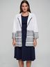 Chico's 52% Cotton 48% Linen 100% Polyester Solid White Blue Coat Size 1 - photo 1