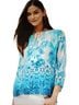 Johnny Was 100% Cupro Floral Blue Ivory Blouse Size XXL - photo 1