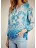 Johnny Was 100% Cupro Floral Blue Ivory Blouse Size XXL - photo 5