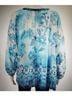 Johnny Was 100% Cupro Floral Blue Ivory Blouse Size XXL - photo 6