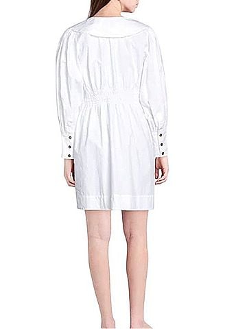 Ganni Organic Cotton Poplin Oversized Collar Mini Dress Casual Dress (view 2)