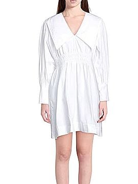 Ganni Organic Cotton Poplin Oversized Collar Mini Dress Casual Dress (view 1)