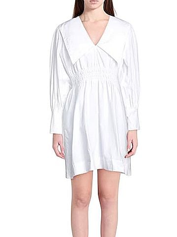 Ganni Organic Cotton Poplin Oversized Collar Mini Dress Casual Dress (view 1)