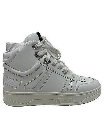 Jimmy Choo Jimmy Choo Hawaii High-To Sneakers in White Leather (view 1)