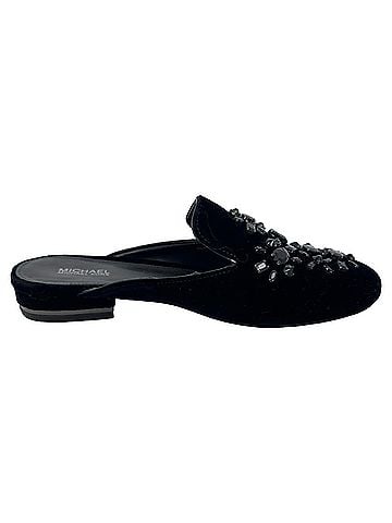 Michael Kors Michael Kors Crystal-Embellished Mules in Black Velvet (view 1)