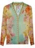 Johnny Was 100% Cupro Floral Multi Color Yellow Green Long Sleeve Blouse Size XL - photo 1