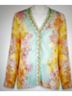 Johnny Was 100% Cupro Floral Multi Color Yellow Green Long Sleeve Blouse Size XL - photo 5