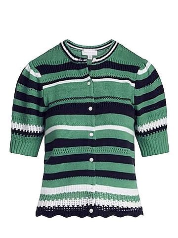 Free Assembly Textured Stripe Cardigan Sweater Short Sleeve T-Shirt (view 1)