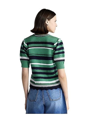 Free Assembly Textured Stripe Cardigan Sweater Short Sleeve T-Shirt (view 2)