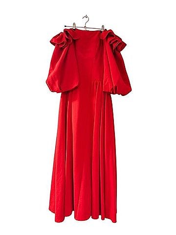 Zac Posen Off Shoulder Ruffle Maxi Cocktail Dress (view 2)