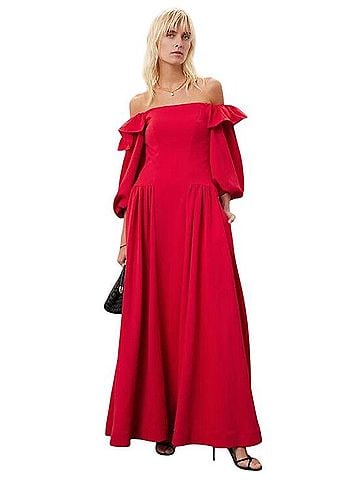 Zac Posen Off Shoulder Ruffle Maxi Cocktail Dress (view 1)