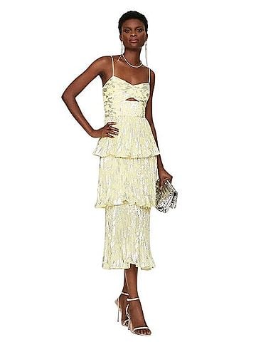 Self-Portrait Metallic Midi Tiered Cocktail Dress Cocktail Dress (view 1)