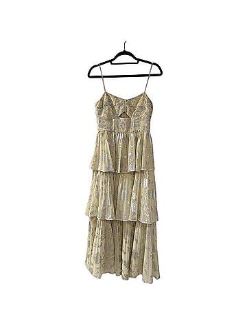 Self-Portrait Metallic Midi Tiered Cocktail Dress Cocktail Dress (view 2)
