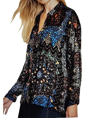 Johnny Was Audrey oversized burnout Button-Down Shirt (view 1)