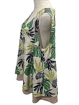New Directions Hi-Low Tropical Leaf Blouse Sleeveless Blouse (view 2)