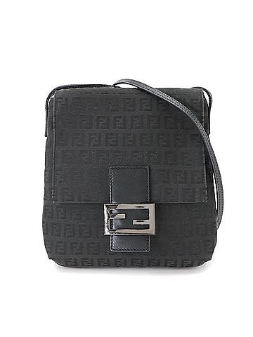 Fendi Fendi Zucchino Shoulder Handbag, Canvas and Leather, Black, 8BT075, Gunmetal Hardware (view 1)