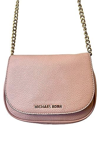Michael Kors Pink Saddle Pebbled Leather Crossbody Bag (view 1)