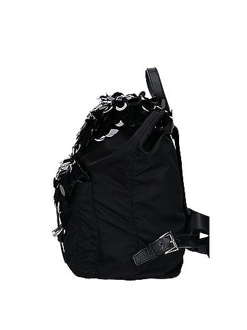 Prada PRADA (Prada) Excellent Condition 1BZ811 Nylon Sequin Backpack Rucksack Black Silver Hardware Women's (view 2)