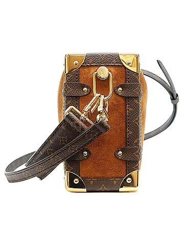 Louis Vuitton LOUIS VUITTON M15072 Monogram Suede Calf Leather Tan Side Trunk MM Shoulder Bag (Brown) for Women (view 2)