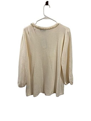 Investments Cream Open-Front Cardigan with Gold Chain Trim Cardigan (view 2)
