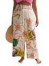 Anthropologie 100% Viscose Graphic White Pink Casual Pants Size XL - photo 1