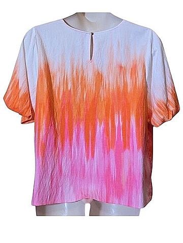 Vince Camuto Tiedye Puff Sleeve Top Short Sleeve Blouse (view 2)