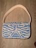 STAUD Zebra Print Blue White Shoulder Bag One size - photo 4