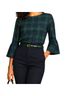 Vineyard Vines 98% Polyester 2% Silk 100% Polyester Plaid Blue Green 3/4 Sleeve Blouse Size 6 - photo 7