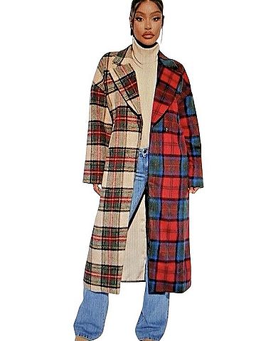 Fashion Nova Strange Things Plaid Coat Trenchcoat (view 2)