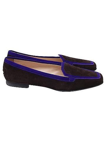 Tod's Tod's Square-Toe Loafers in Brown Suede (view 1)