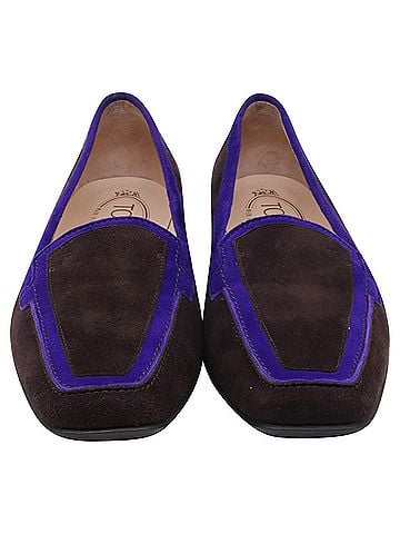 Tod's Tod's Square-Toe Loafers in Brown Suede (view 2)