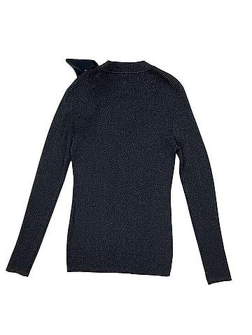 Ann Taylor Factory Metallic Ribbed Shimmer Bow Sweater Pullover Sweater (view 2)