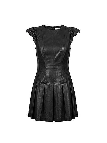 Alice + Olivia Ross Pleated Vegan Leather Mini Cocktail Dress (view 1)