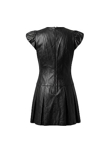 Alice + Olivia Ross Pleated Vegan Leather Mini Cocktail Dress (view 2)