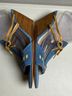 Kenzo 100% Leather Blue Tan Wedges Size 9 - photo 4