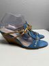 Kenzo 100% Leather Blue Tan Wedges Size 9 - photo 3