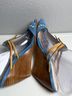 Kenzo 100% Leather Blue Tan Wedges Size 9 - photo 5