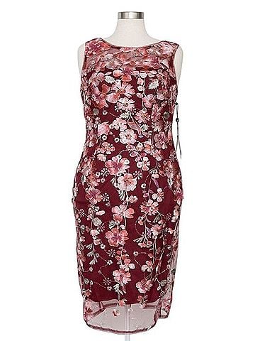 Adrianna Papell Embroidered Floral Midi Dress Cocktail Dress (view 1)