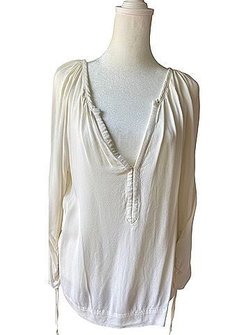 Banana Republic V-Neck Gathered Shoulder Blouse Long Sleeve T-Shirt (view 1)