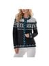 L.L.Bean 100% Lambswool Fair Isle Black White Teal Wool Cardigan Size M - photo 1
