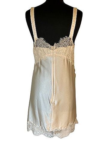 ASOS Champagne Satin Lace-Trim Slip Cocktail Dress (view 2)