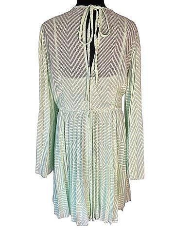 ASOS Chevron-Texture Pleated Long Sleeve Mini Dress Casual Dress (view 2)