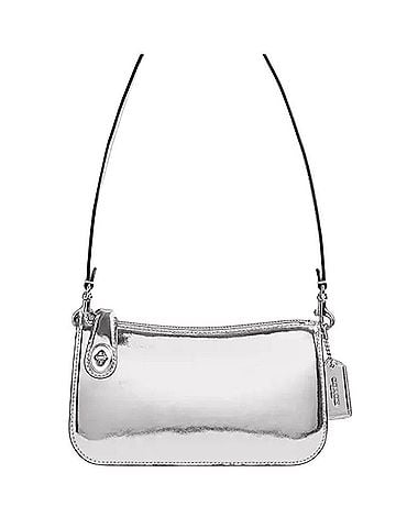 Coach penn patent leather silver metallic mirror shoulder bag Leather Shoulder Bag (view 1)