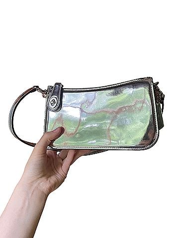 Coach penn patent leather silver metallic mirror shoulder bag Leather Shoulder Bag (view 2)
