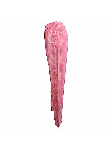 Victoria Beckham Victoria Beckham Plaid Trousers in Pink Viscose (view 2)