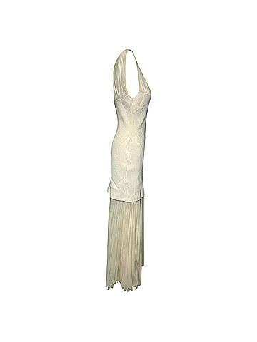 Proenza Schouler Proenza Schouler Niki Layered Pleated Jersey And Ribbed Midi Dress in Cream Polyester (view 2)