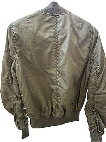 Topshop Olive Bomber Jacket with Silver Zipper Jacket (view 2)